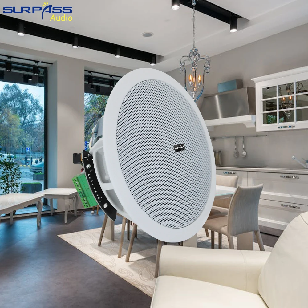 Bluetooth 6 Inches Built-in Digital D-Class Ceiling Speaker 4Channels 20W Wall Loudspeaker HiFi Stereo Suitable for Room Kitchen