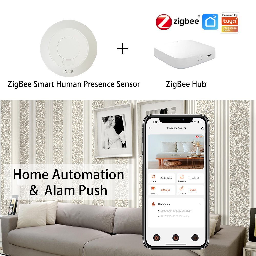 ZigBee/24G MmWave Radar Human Presence Motion Sensor With 16A Relay Luminance Detection 110/220V Tuya Smart Life Home